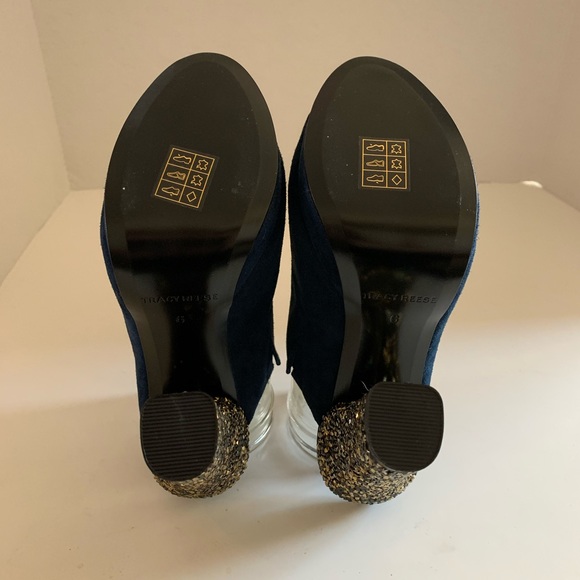 Tracy Reese Blue Peeptoe Mule Heels, size 6 - Picture 6 of 7